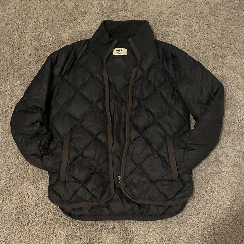 Marine Layer Black Quilted Puffer Jacket
